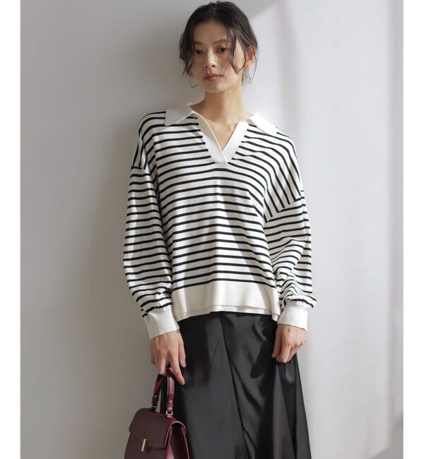 組曲「【加藤ローサさん着用】ポロ襟ストレッチニット」|ニット・セーター|