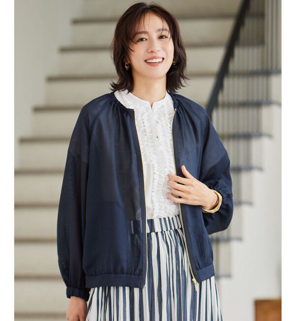 自由区「【洗える】メッシュ ブルゾン」|ブルゾン・スタジャン|ネイビー