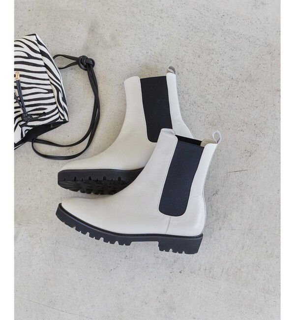 23区「サイドゴア ブーツ」|ショートブーツ|アイボリー系