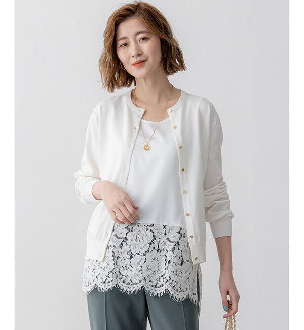 23区「【Oggi6月号掲載/洗える】プレミアムビオコットン カーディガン」|カーディガン|ホワイト系