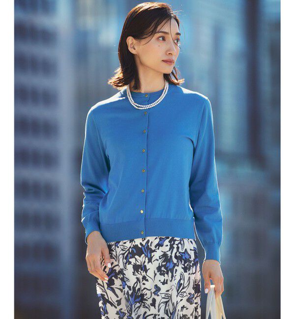 23区「【Oggi6月号掲載/洗える】プレミアムビオコットン カーディガン」|カーディガン|ブルー系