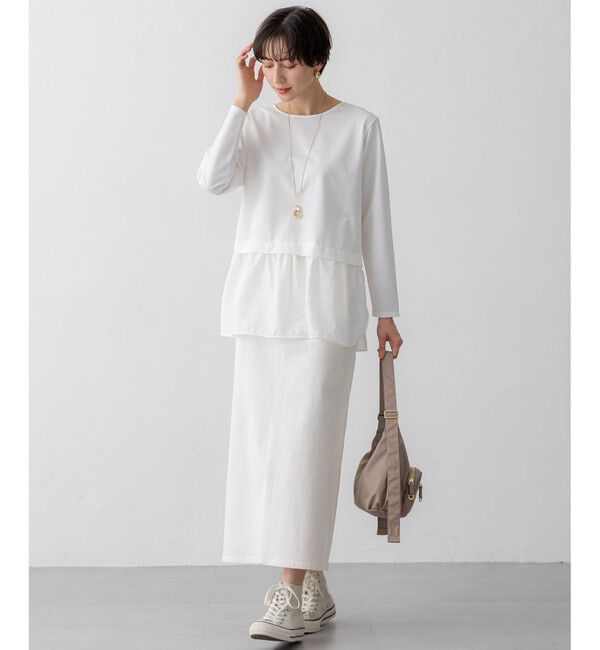 23区「【洗える】シアータフタ コンビ カットソー」|Tシャツ・カットソー|