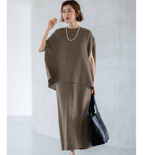 23区「【一部店舗限定/UVカット/洗える】ライトウェイトツイル ケープ付き ワンピース」|ワンピース|モカ系