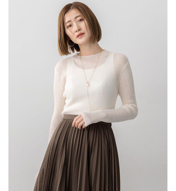 23区「【洗える】シアーリブハイネック ニット」|ニット・セーター|アイボリー系