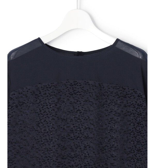 23区「カットジャカードコンビ シアー ブラウス」|シャツ・ブラウス|