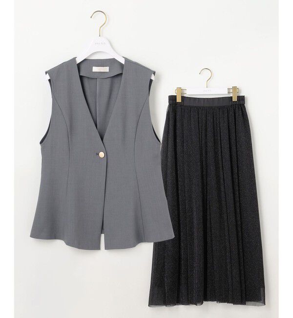 any SiS「【スタイリストコラボ】ジレ&times;ラメチュールスカート セットアップ」|スーツ|