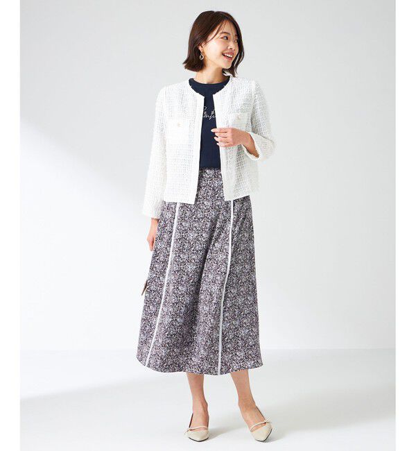 ANY SIS「リボンヤーンシアーツイード ジャケット」|ノーカラージャケット|