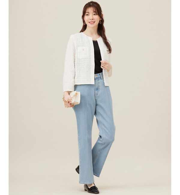 ANY SIS「リボンヤーンシアーツイード ジャケット」|ノーカラージャケット|