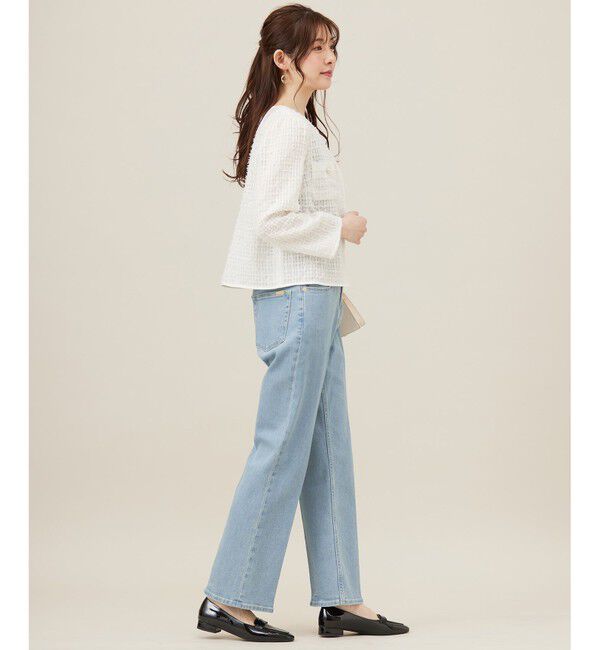 ANY SIS「リボンヤーンシアーツイード ジャケット」|ノーカラージャケット|