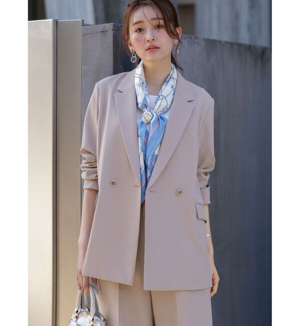 ANY SIS「【UVカット・接触冷感・吸水速乾】スマートビューティストレッチ  ダブルブレストジャケット」|テーラードジャケット|グレージュ