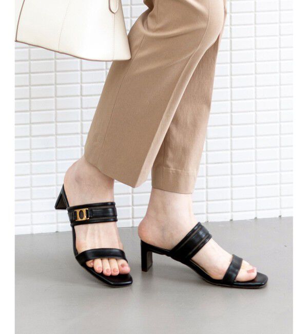 ANY SIS「【23.0~24.0cm】シアーメタルバックルヒール サンダル」|サンダル|ブラック