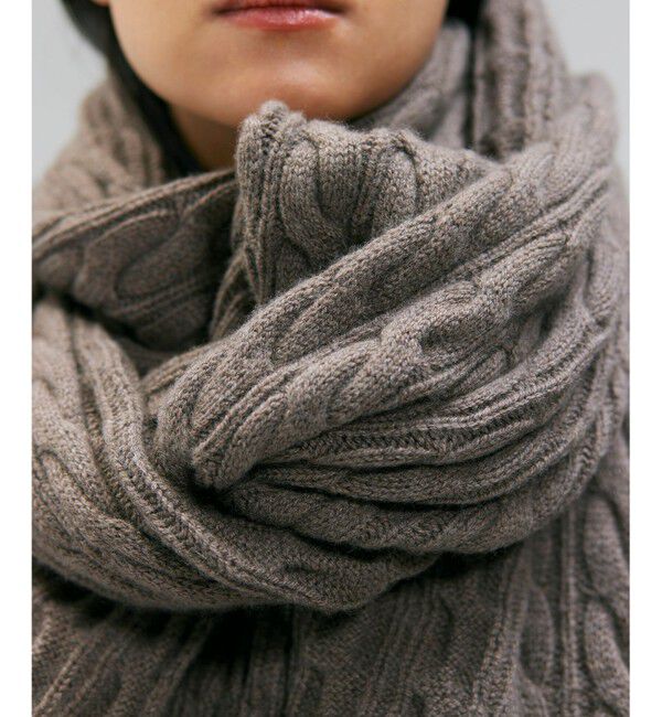 BEIGE,「【洗える】SEDONA / ウールカシミヤケーブルストール」|マフラー|