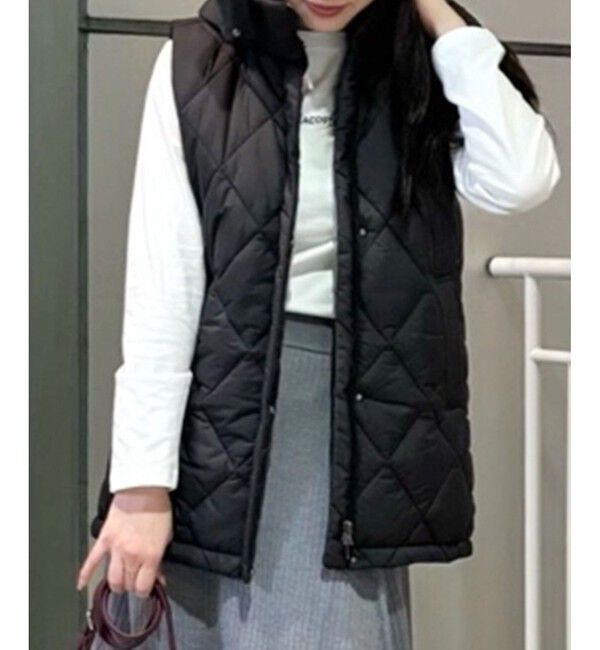 LACOSTE「撥水 ボリュームスタンドネック キルティングベスト / 2WAY フード取り外し可」|ダウンベスト・ベスト|ブラック