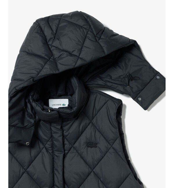 LACOSTE「撥水 ボリュームスタンドネック キルティングベスト / 2WAY フード取り外し可」|ダウンベスト・ベスト|