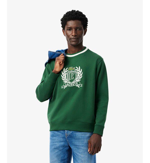 LACOSTE「裏パイル ハンドステッチ風ヴィンテージ フレンチグラフィックステッチ スウェットプルオーバー」|スウェット・ジャージ|