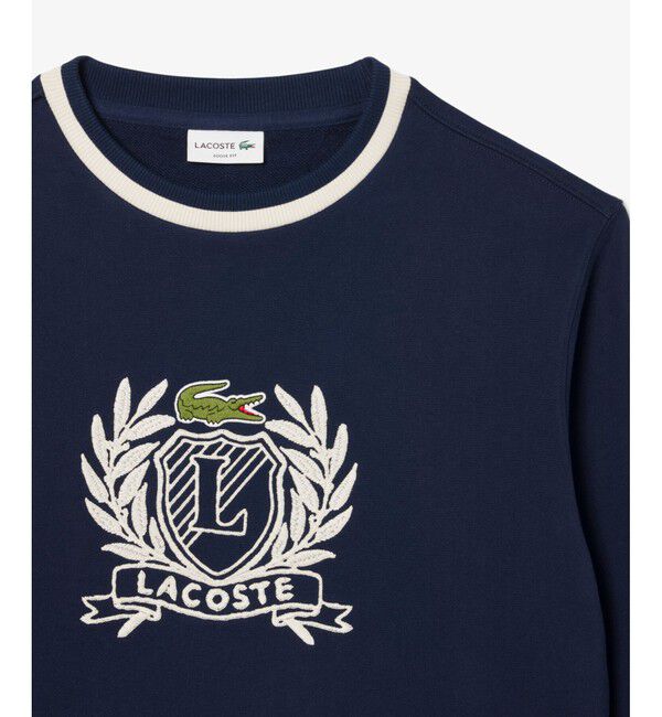 LACOSTE「裏パイル ハンドステッチ風ヴィンテージ フレンチグラフィックステッチ スウェットプルオーバー」|スウェット・ジャージ|