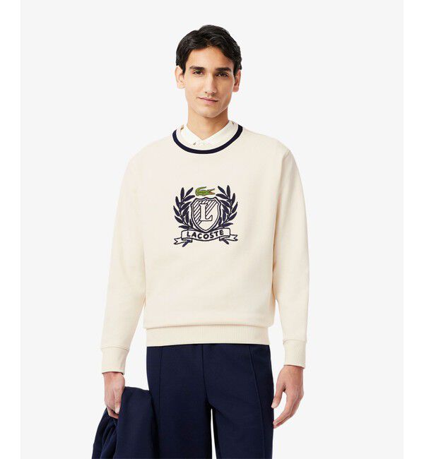 LACOSTE「裏パイル ハンドステッチ風ヴィンテージ フレンチグラフィックステッチ スウェットプルオーバー」|スウェット・ジャージ|
