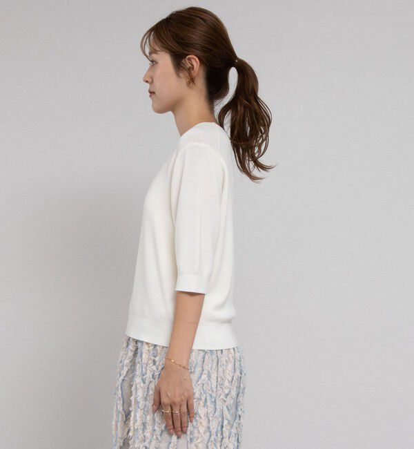 NOLLEY'S「《手洗い可能》ESPOIR 16G片畦5分袖プルオーバーニット」|ニット・セーター|