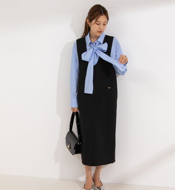 NOLLEY'S「《手洗い可能》Vネックミラノリブジャンパースカート」|ワンピース|