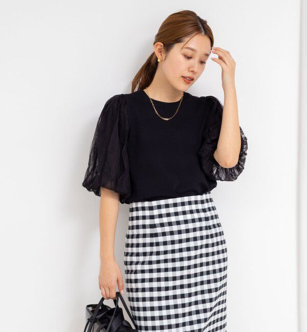 NOLLEY'S sophi「《手洗い可能》袖チュールプルオーバーニット」|ニット・セーター|