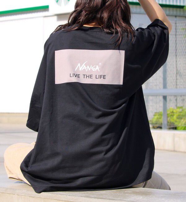 GLOSTER「【NANGA&times;GLOSTER】別注 ボックスロゴ バックプリント ラグランTシャツ」|Tシャツ・カットソー|ブラック