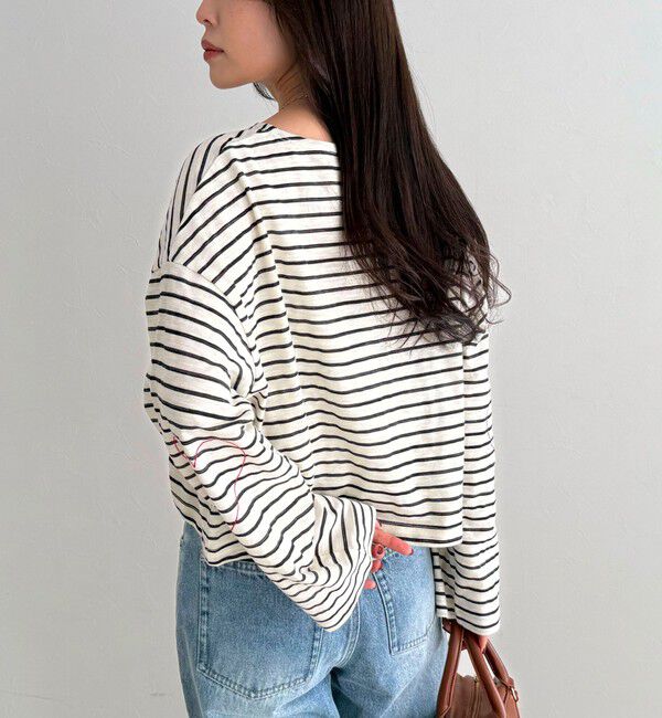 fredy emue「【人気商品の新型】ボーダーハートステッチルーズロンTシャツ」|Tシャツ・カットソー|