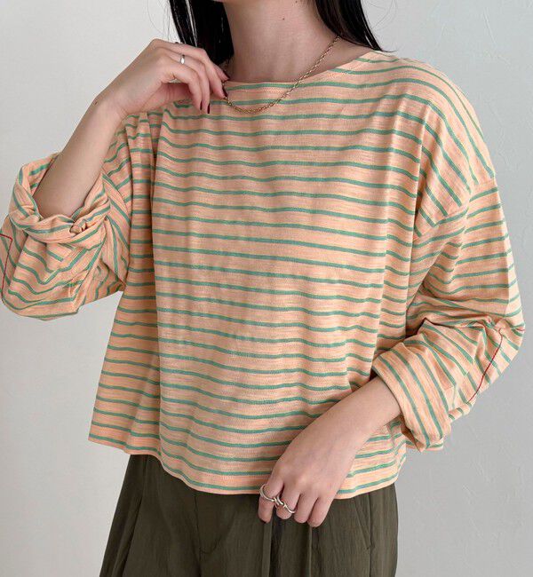 fredy emue「【人気商品の新型】ボーダーハートステッチルーズロンTシャツ」|Tシャツ・カットソー|