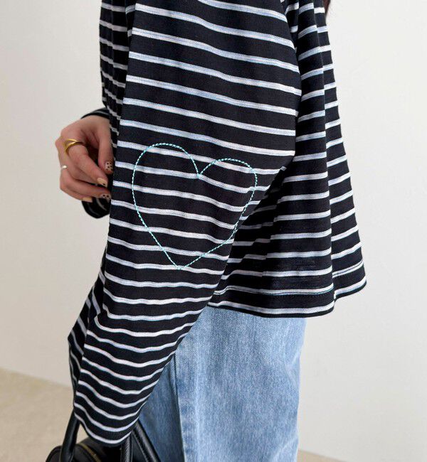 fredy emue「【人気商品の新型】ボーダーハートステッチルーズロンTシャツ」|Tシャツ・カットソー|