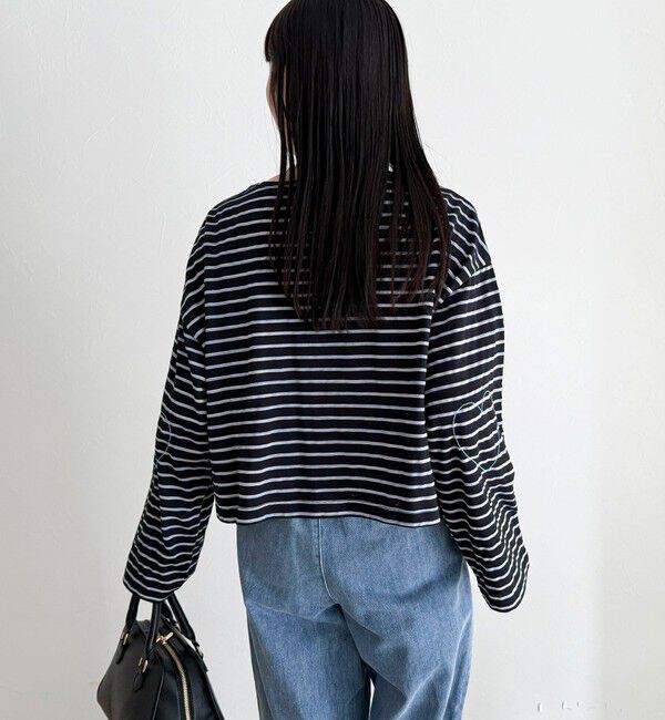 fredy emue「【人気商品の新型】ボーダーハートステッチルーズロンTシャツ」|Tシャツ・カットソー|