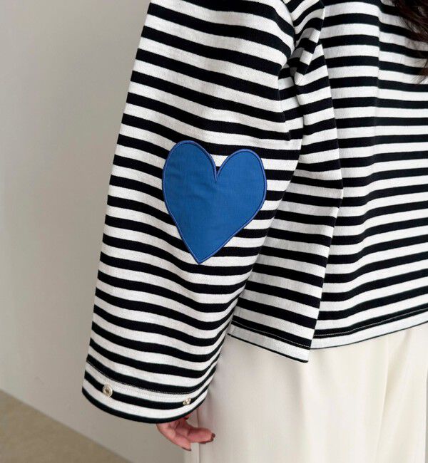 fredy emue「ボーダーハートパッチプルオーバー」|Tシャツ・カットソー|