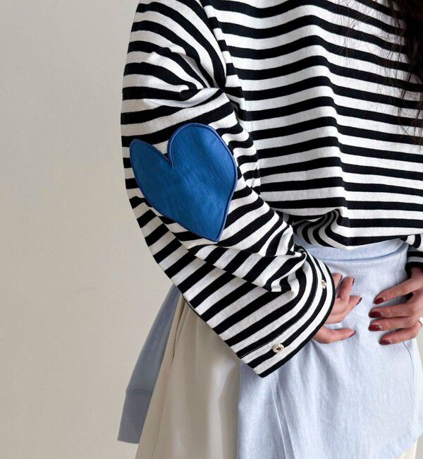 fredy emue「ボーダーハートパッチプルオーバー」|Tシャツ・カットソー|