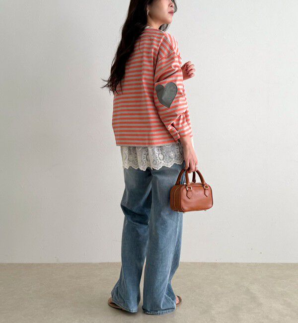 fredy emue「ボーダーハートパッチプルオーバー」|Tシャツ・カットソー|