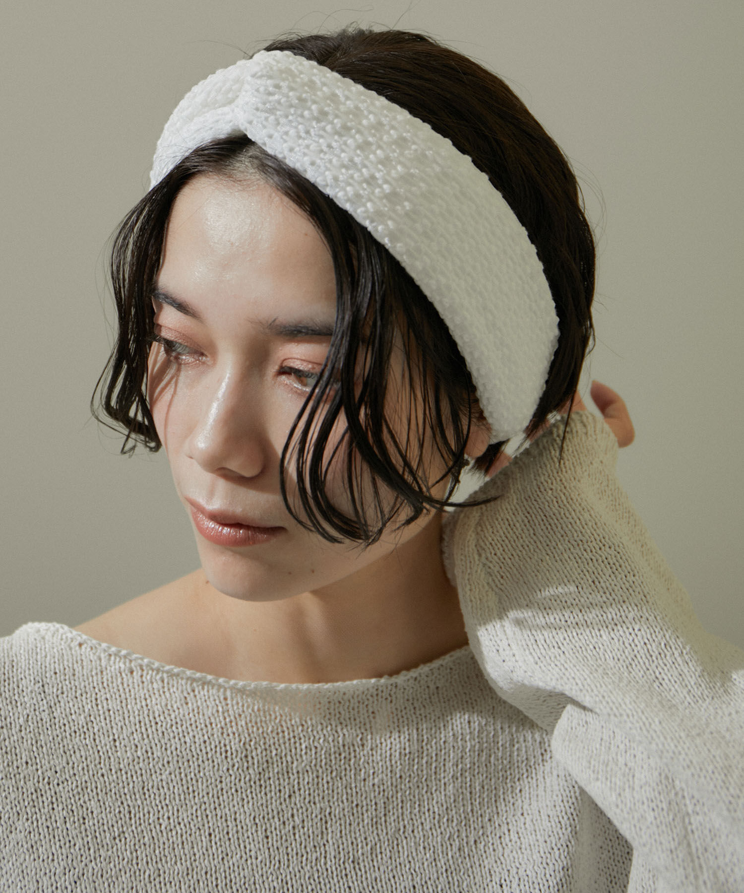 SALON adam et rope'「KINANジャガードヘアバンド」|ヘアバンド|ホワイト(10)