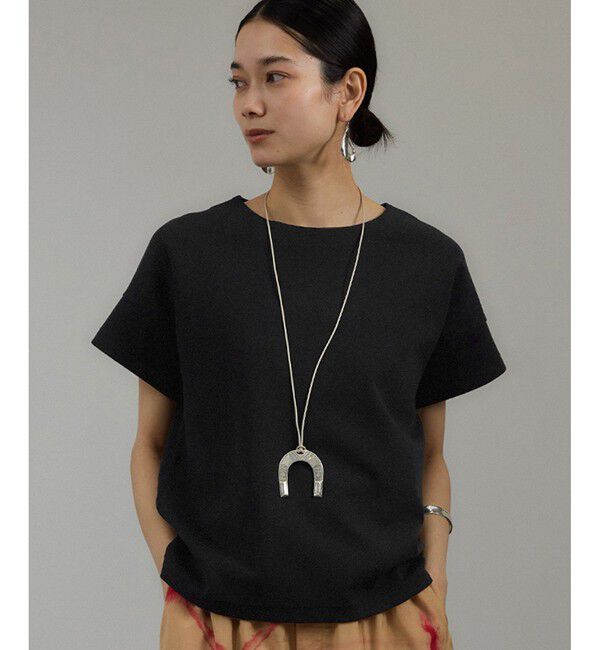 SALON adam et rope'「【WEB限定】フレンチスリーブポンチTシャツ［太ボーダー/無地］」|Tシャツ・カットソー|ブラック(01)