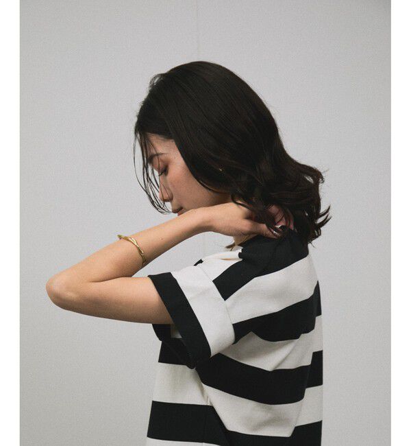 SALON adam et rope'「【WEB限定】フレンチスリーブポンチTシャツ［太ボーダー/無地］」|Tシャツ・カットソー|