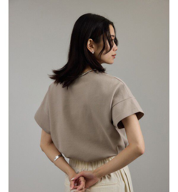 SALON adam et rope'「【WEB限定】フレンチスリーブポンチTシャツ［太ボーダー/無地］」|Tシャツ・カットソー|ベージュ系(28)