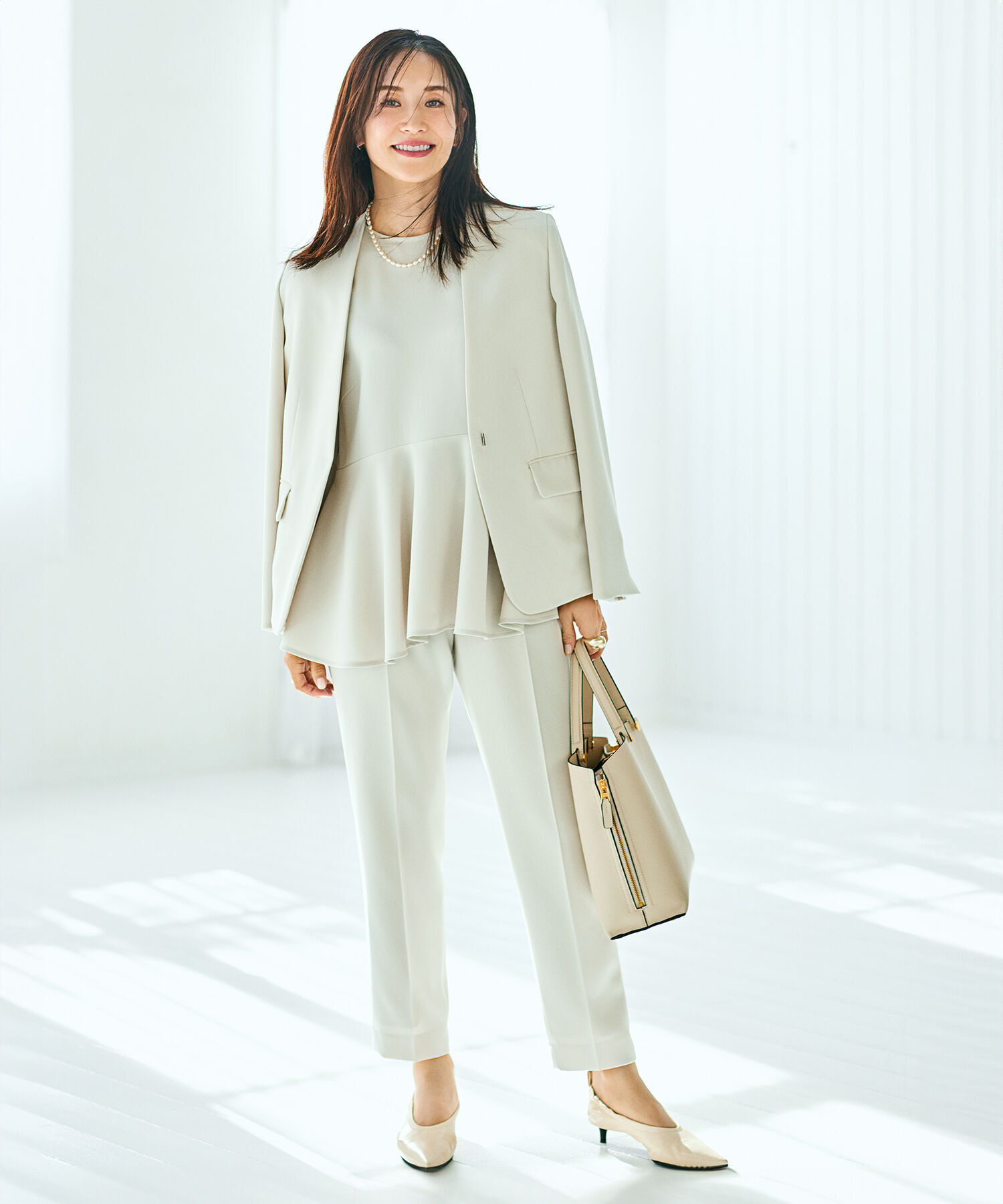 ROPE「トリアセテートダブルクロス サイドゴムテーパードパンツ【セレモニー/通勤対応】【洗える】」|その他|