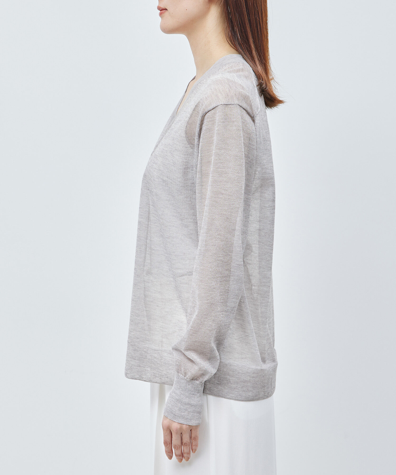 ROPE「【洗える】シアーVネックカーディガン」|カーディガン|