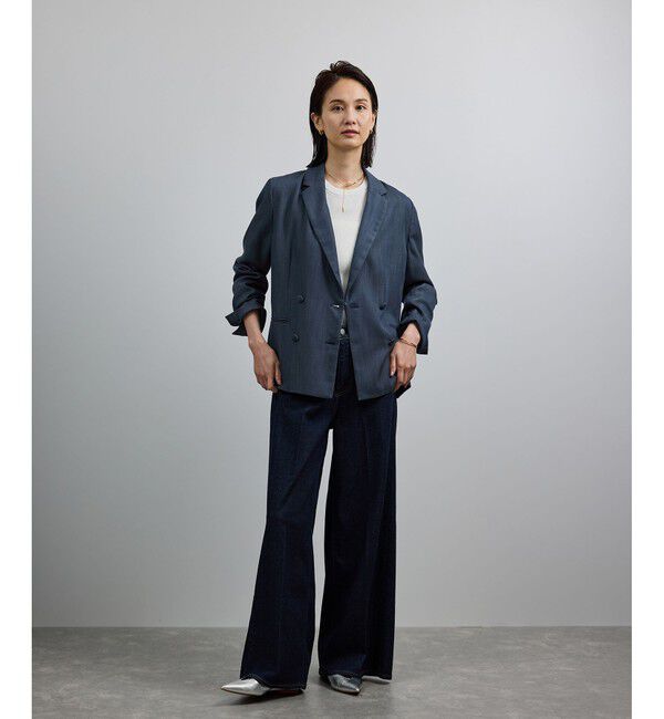 ROPE「バックサテンダブルブレストジャケット」|テーラードジャケット|