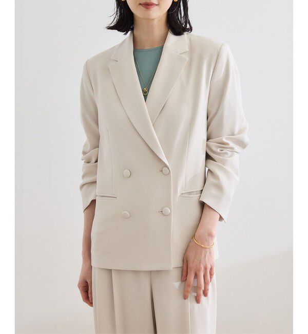 ROPE「バックサテンダブルブレストジャケット」|テーラードジャケット|