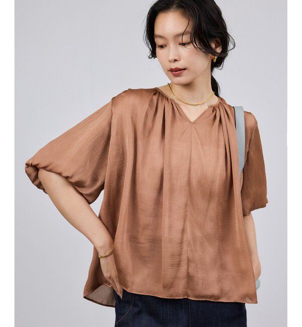 ROPE「楊柳スキッパーブラウス/イージーケア」|シャツ・ブラウス|