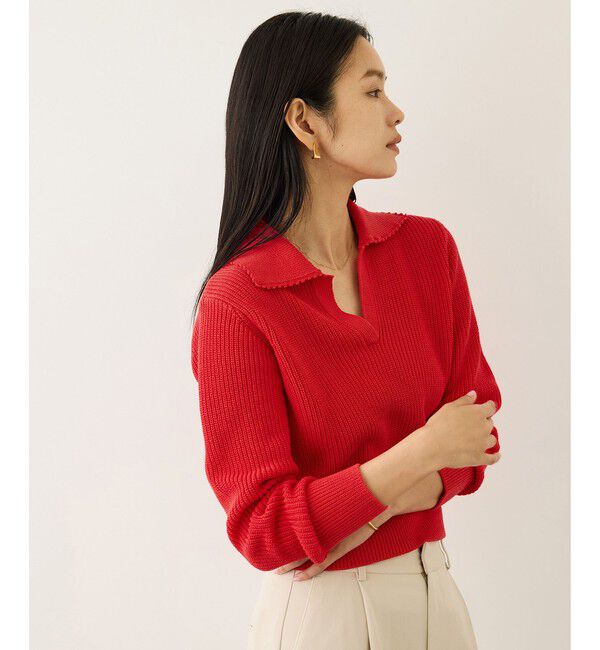 ROPE「オーガニックコットンポロニットプルオーバー/イージーケア」|ニット・セーター|