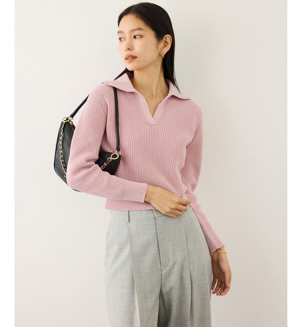 ROPE「オーガニックコットンポロニットプルオーバー/イージーケア」|ニット・セーター|