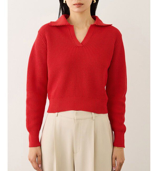 ROPE「オーガニックコットンポロニットプルオーバー/イージーケア」|ニット・セーター|