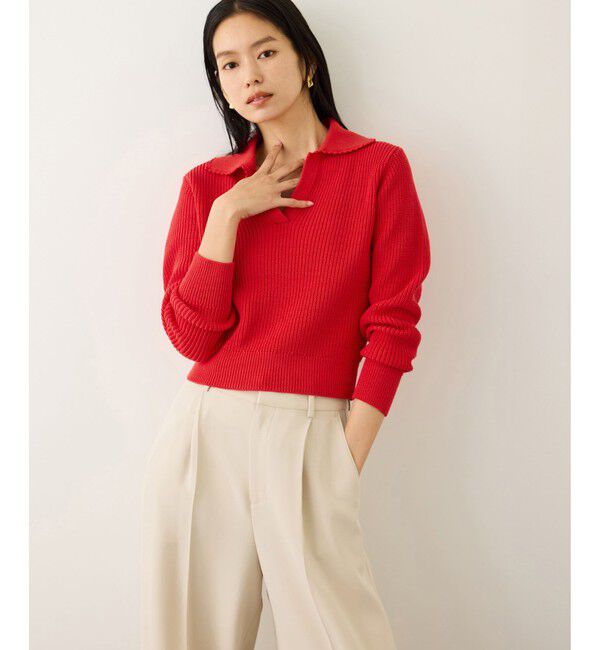 ROPE「オーガニックコットンポロニットプルオーバー/イージーケア」|ニット・セーター|