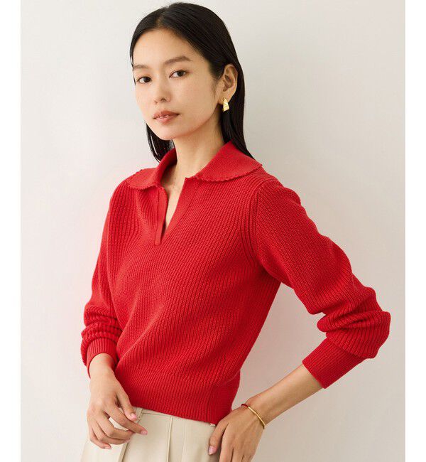 ROPE「オーガニックコットンポロニットプルオーバー/イージーケア」|ニット・セーター|