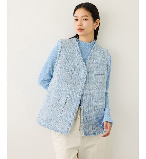 ROPE「ツイードVネックジレ」|ベスト・ジレ|サックス(48)