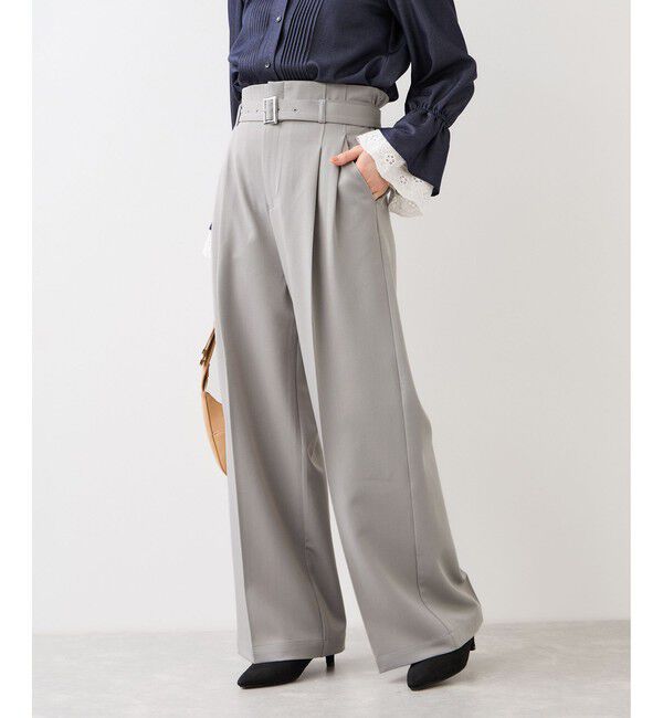 VIS「ベルトディティールパンツ/防シワ・イージーケア」|スラックス|