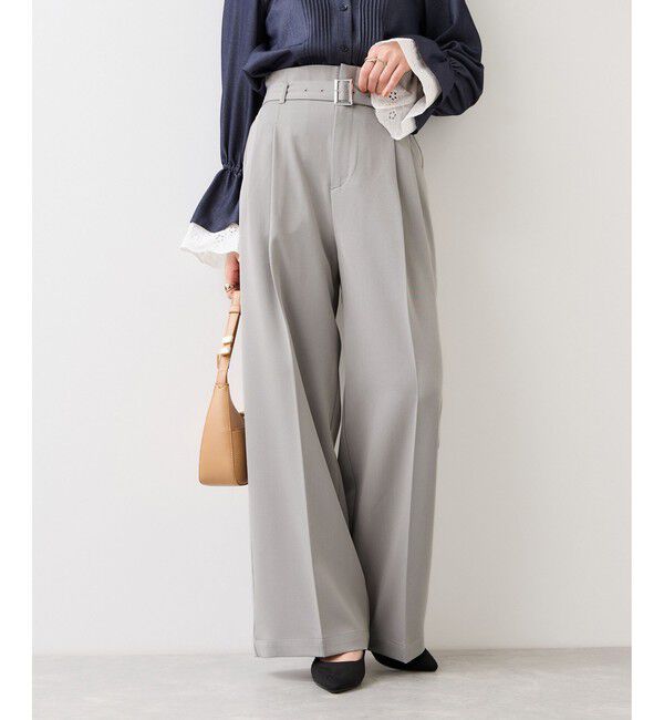 VIS「ベルトディティールパンツ/防シワ・イージーケア」|スラックス|