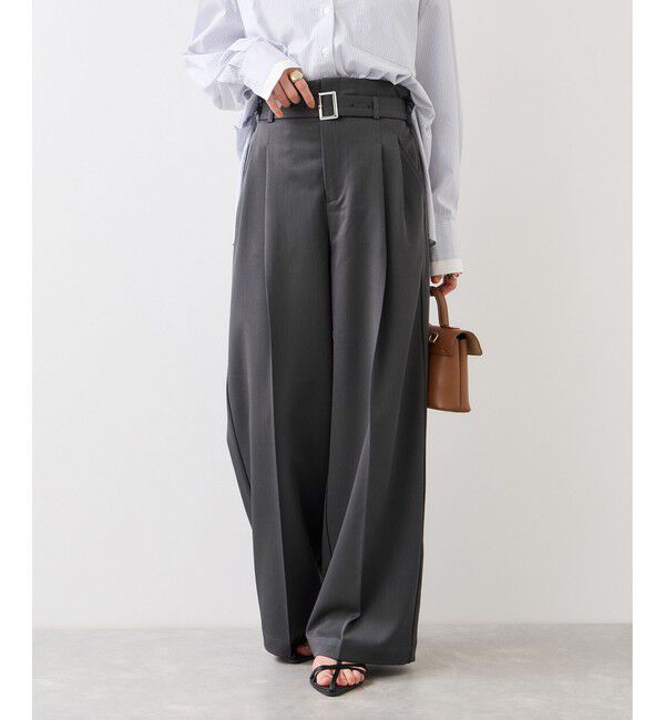 VIS「ベルトディティールパンツ/防シワ・イージーケア」|スラックス|
